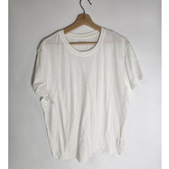 Athleta Women's White Scoop Neck Short Sleeve Breezy Tee Top Size Medium - Picture 1 of 4